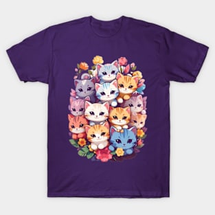 Kawaii kitten in flower bouquet T-Shirt